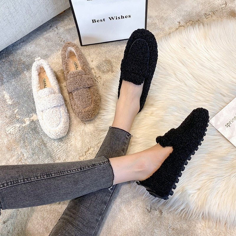 Mocassin Confort Fourré en Peluche pour Femme