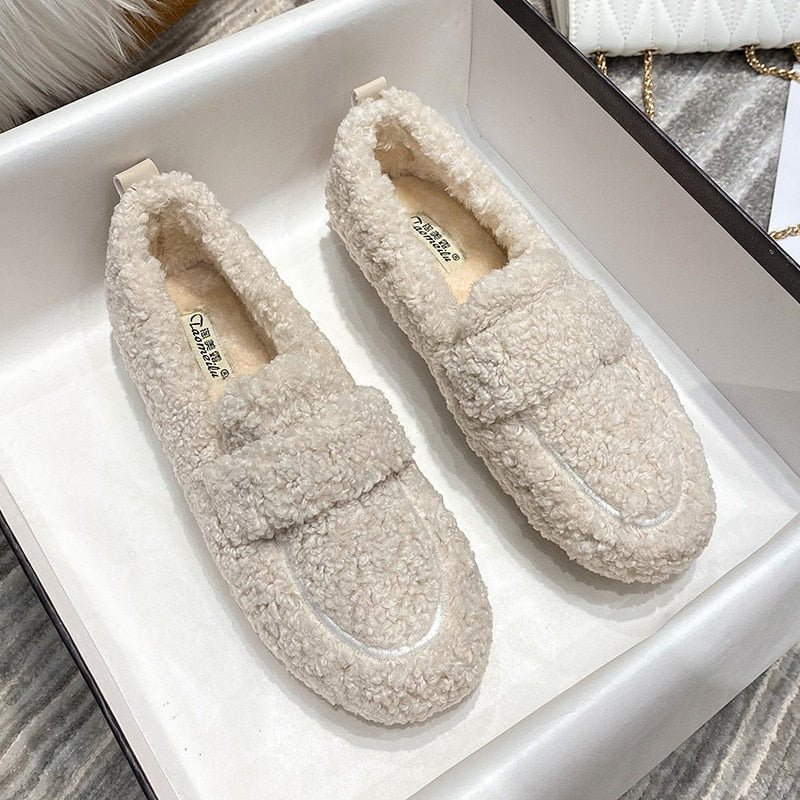 Chaussures Plates en Laine Peluche pour Femmes - Emilia Lane