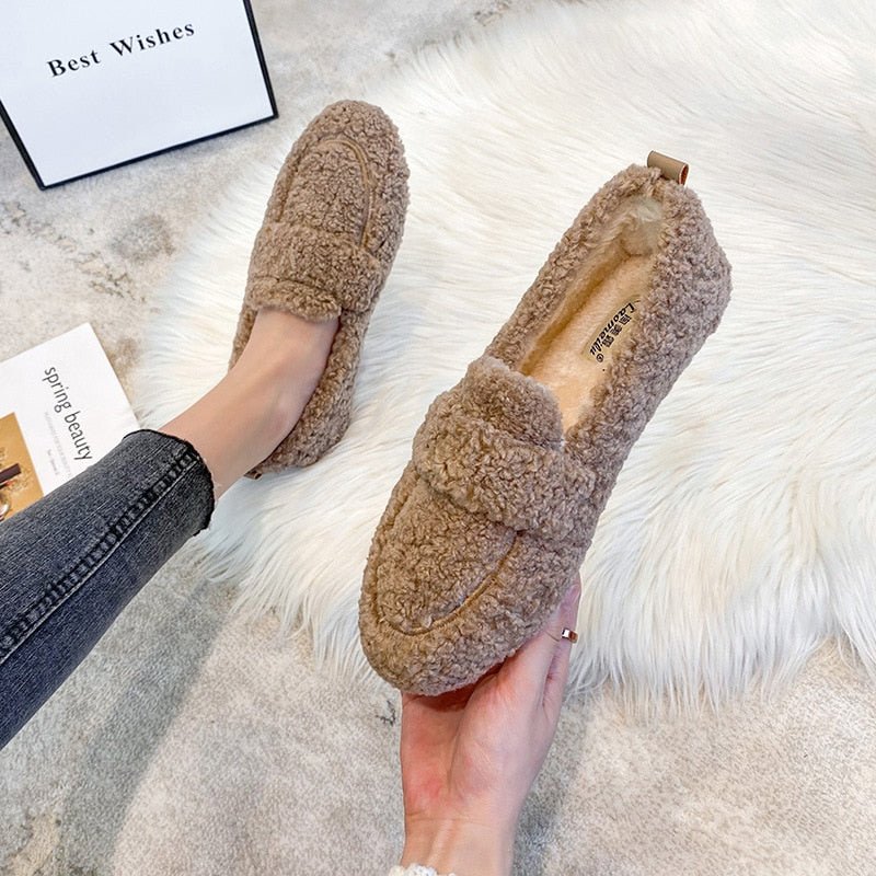 Chaussures Plates en Laine Peluche pour Femmes - Emilia Lane