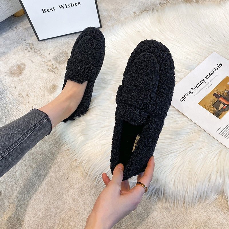 Chaussures Plates en Laine Peluche pour Femmes - Emilia Lane
