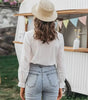 Chemise à Col Montant avec Détails en Dentelle pour Femme - Emilia Lane