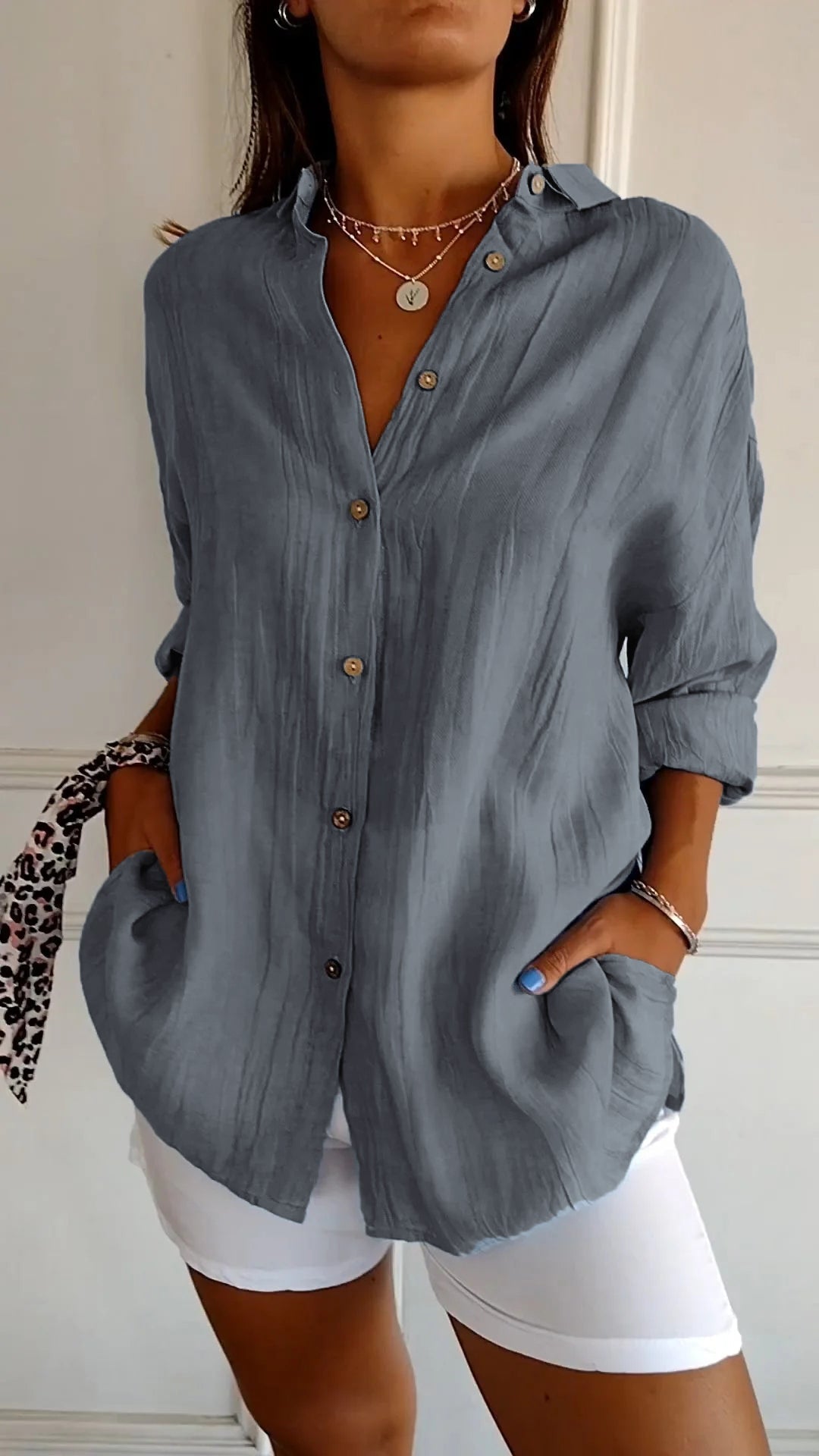 Chemise à Manches Longues Plissée et Structurée pour Femme | Idéale pour l'Automne - Emilia Lane