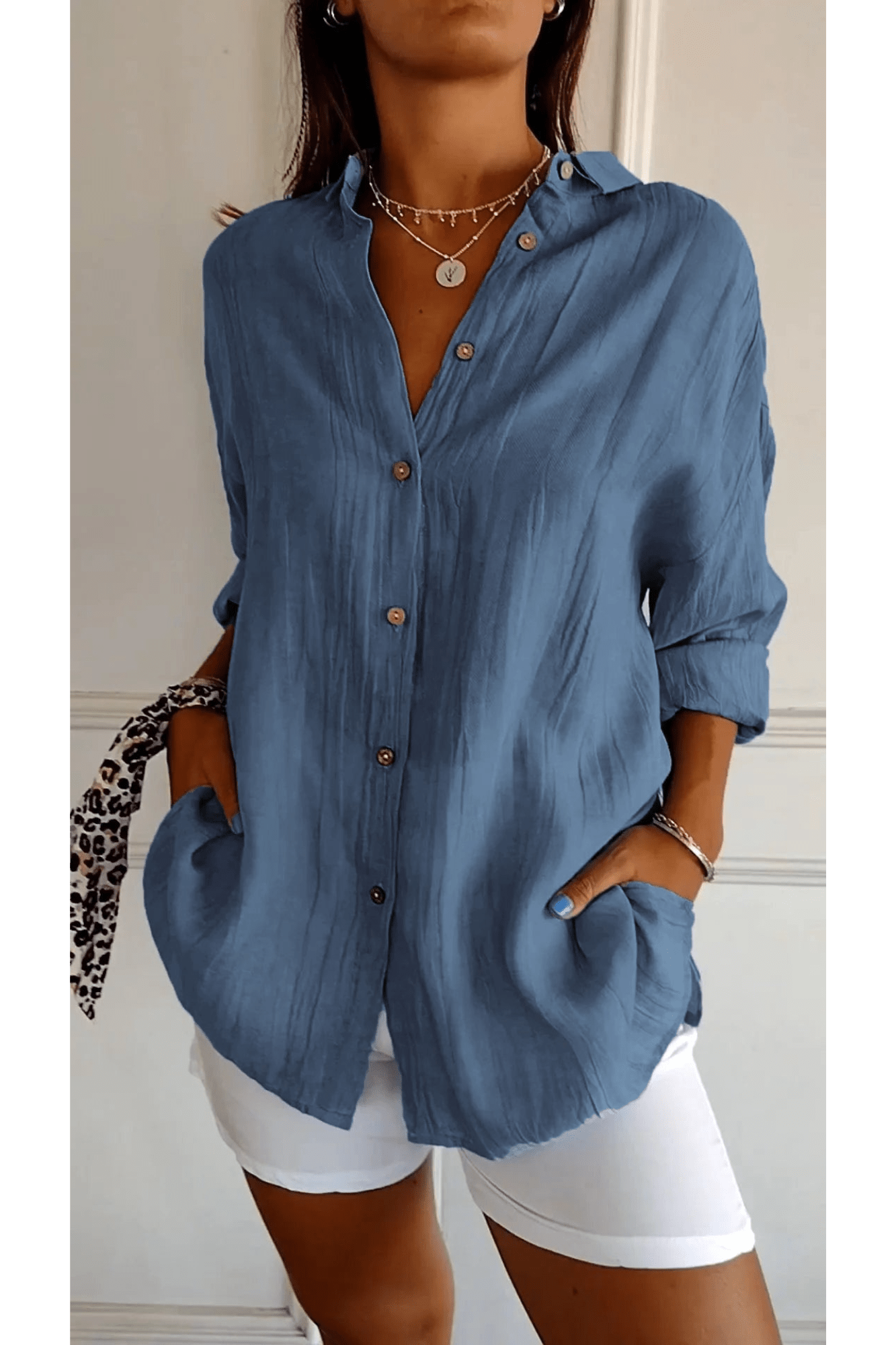 Chemise Longue à Col Revers pour Femme - Emilia Lane