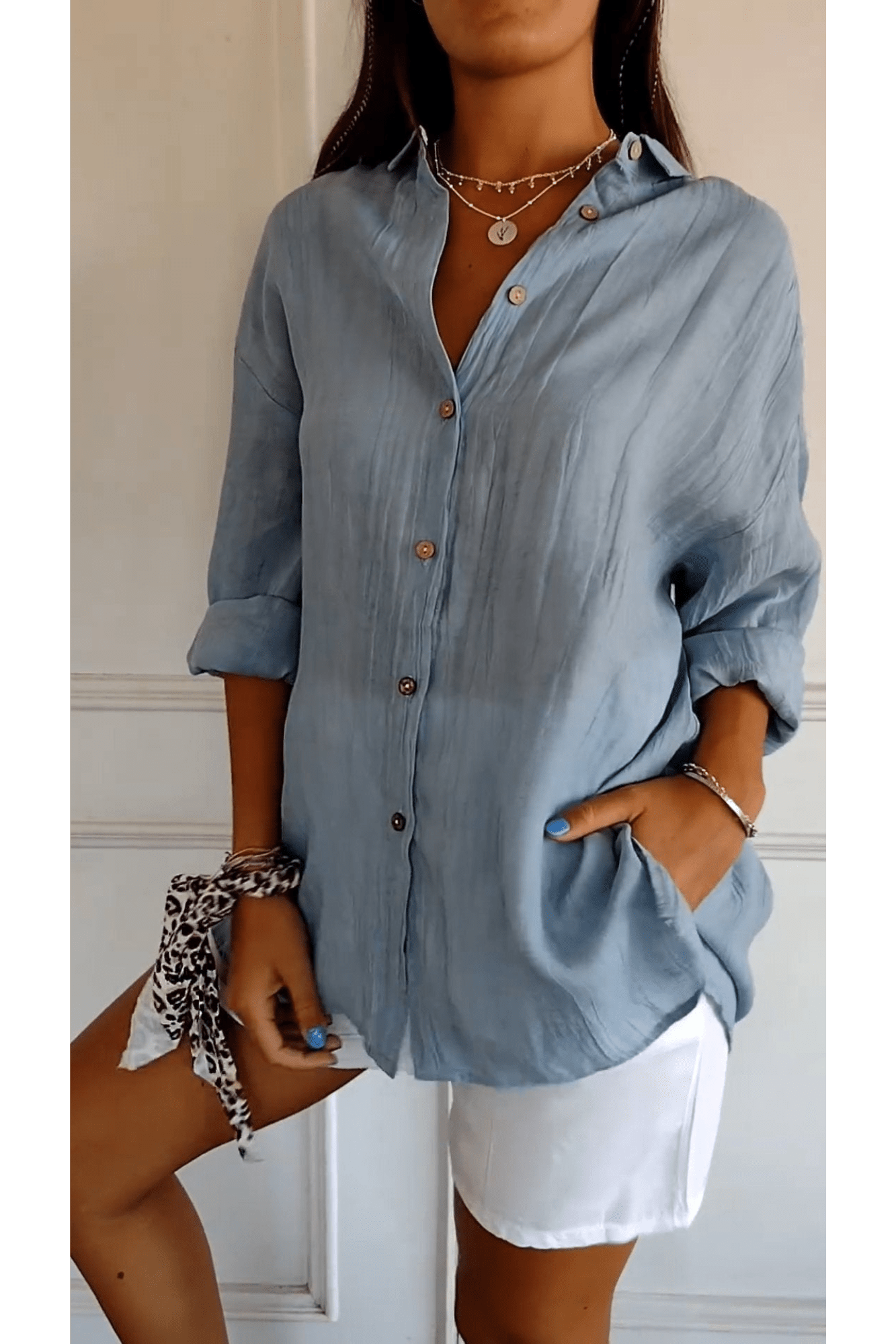 Chemise Longue à Col Revers pour Femme - Emilia Lane
