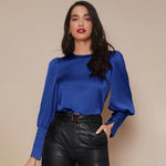 Chemise Satin à Manches Longues pour Femme - Emilia Lane