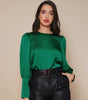 Chemise Satin à Manches Longues pour Femme - Emilia Lane