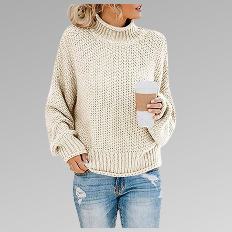 Pull Oversize en Maille à Col Montant pour Femme