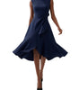Robe Midi Sans Manches à Détail Drapé pour Femme | Idéale pour les Sorties