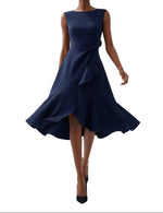 Robe Midi Sans Manches à Détail Drapé pour Femme | Idéale pour les Sorties