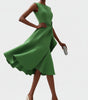 Robe Midi Sans Manches à Détail Drapé pour Femme | Idéale pour les Sorties