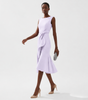 Robe Midi Sans Manches à Détail Drapé pour Femme | Idéale pour les Sorties