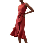 Robe Midi Sans Manches à Détail Drapé pour Femme | Idéale pour les Sorties