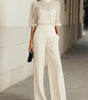 Ensemble Trois Pièces avec Blouse Transparente et Pantalon Large pour Femme | Idéal pour les Banquets