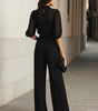 Ensemble Trois Pièces avec Blouse Transparente et Pantalon Large pour Femme | Idéal pour les Banquets