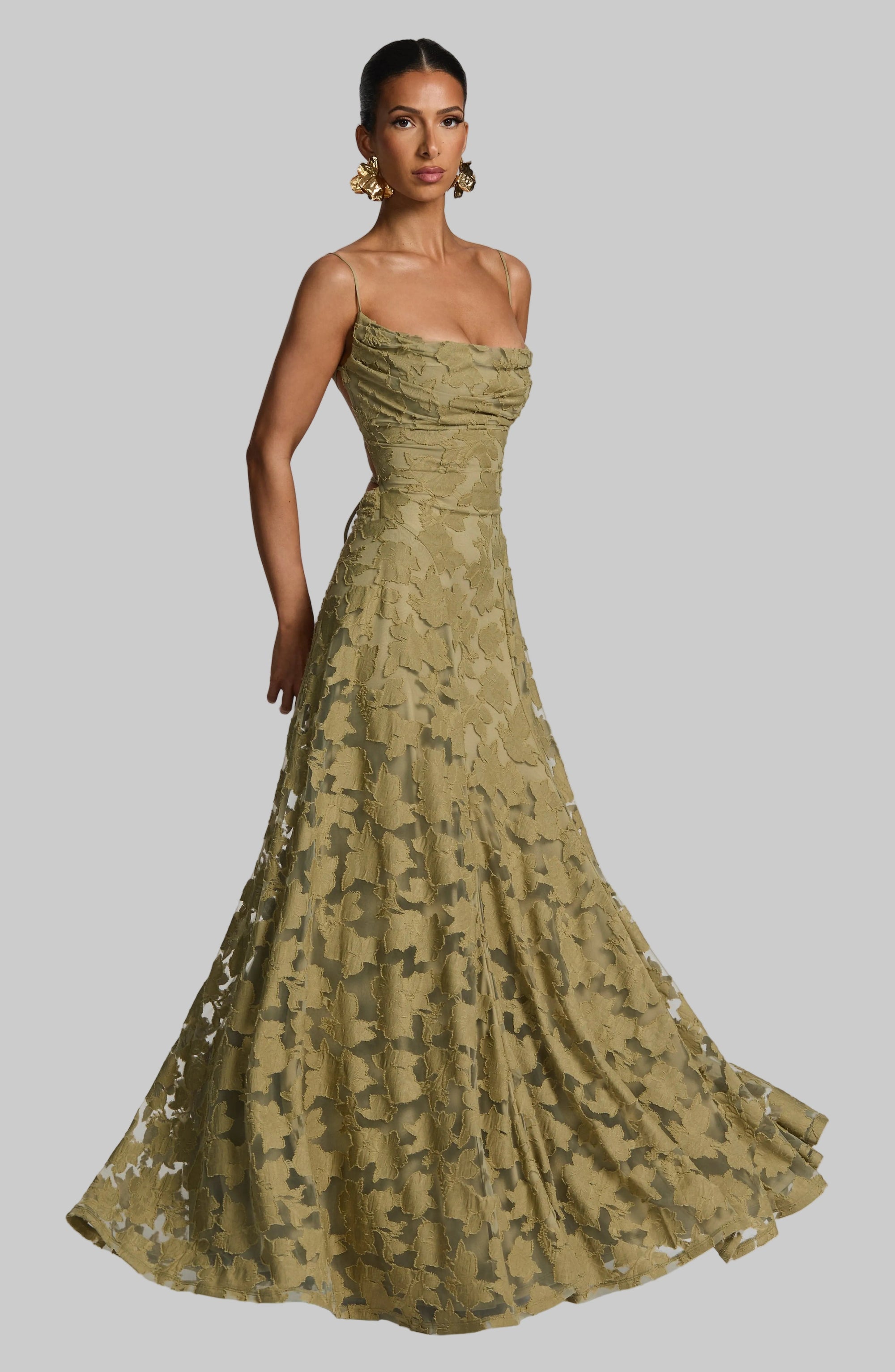 Robe Longue Drapée à Motif Floral avec Bretelles pour Femme | Idéale pour les Sorties