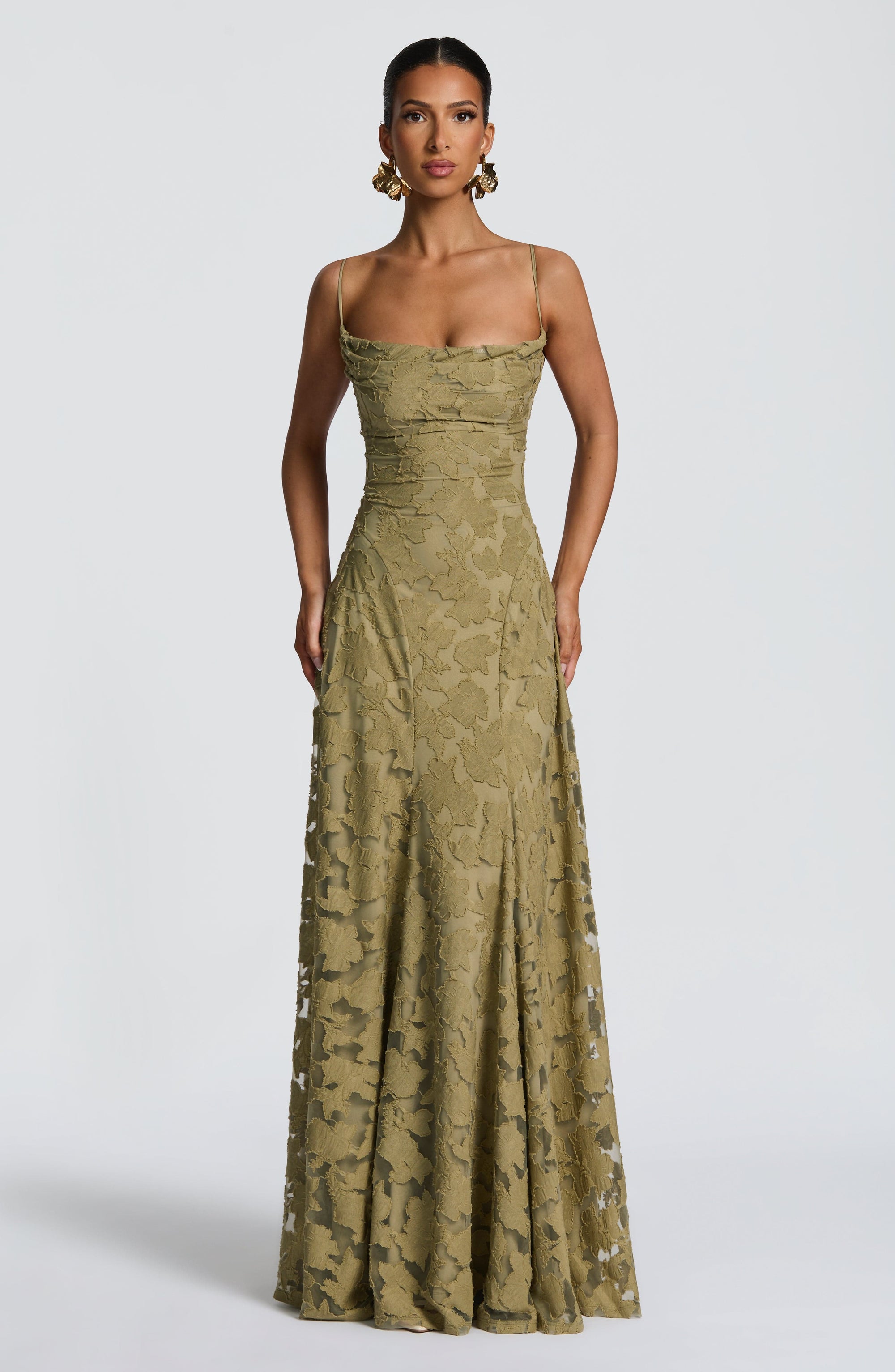 Robe Longue Drapée à Motif Floral avec Bretelles pour Femme | Idéale pour les Sorties