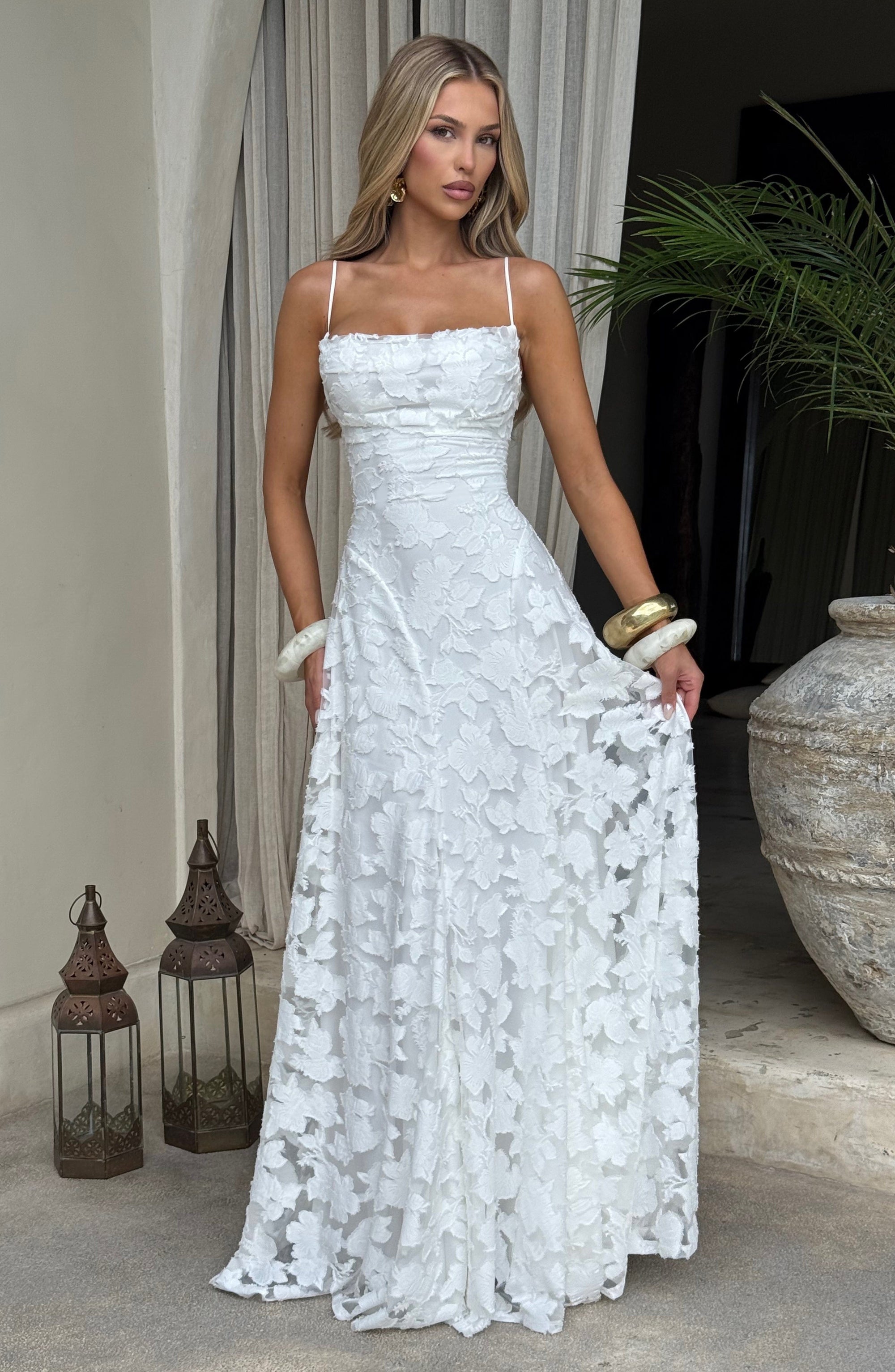 Robe Longue Drapée à Motif Floral avec Bretelles pour Femme | Idéale pour les Sorties