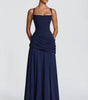 Robe Longue à Encolure Carrée et Drapé Latéral pour Femme | Idéale pour l'Été