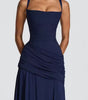 Robe Longue à Encolure Carrée et Drapé Latéral pour Femme | Idéale pour l'Été