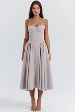 Robe Midi à Träger Ajustée et Plissée pour Femme | Idéale pour les Sorties