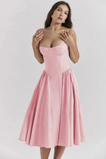Robe Midi à Träger Ajustée et Plissée pour Femme | Idéale pour les Sorties