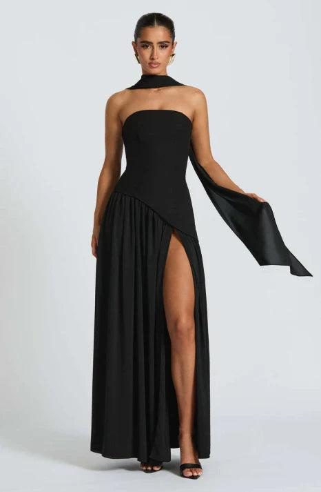 Robe Longue Asymétrique sans Bretelles pour Femme | Idéale pour les Sorties