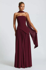 Robe Longue Asymétrique sans Bretelles pour Femme | Idéale pour les Sorties