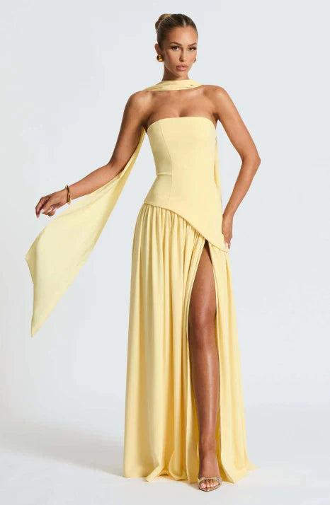 Robe Longue Asymétrique sans Bretelles pour Femme | Idéale pour les Sorties