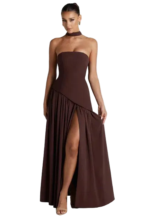 Robe Longue Asymétrique sans Bretelles pour Femme | Idéale pour les Sorties