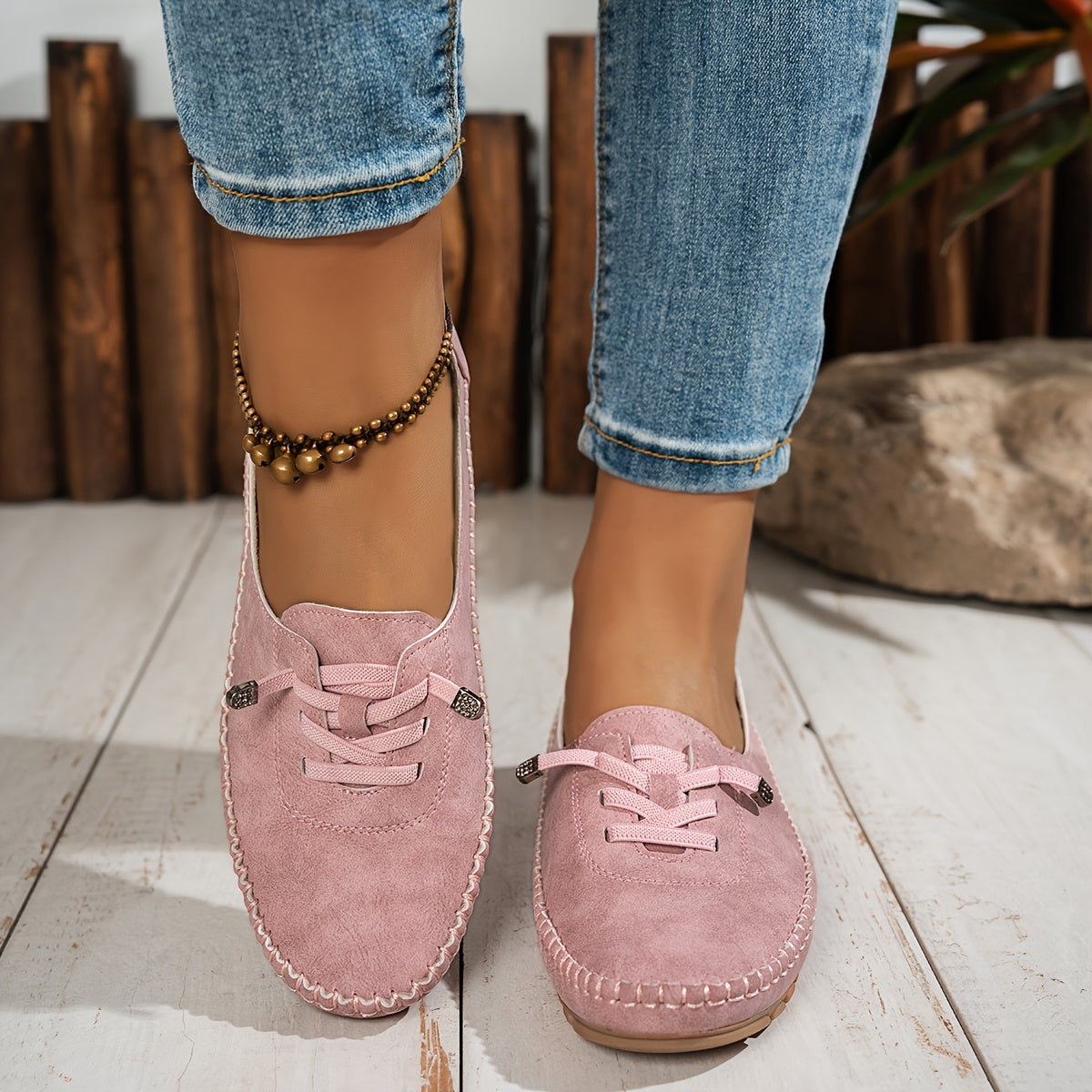 Mocassin Confort à Lacets Décoratifs en Similicuir pour Femme