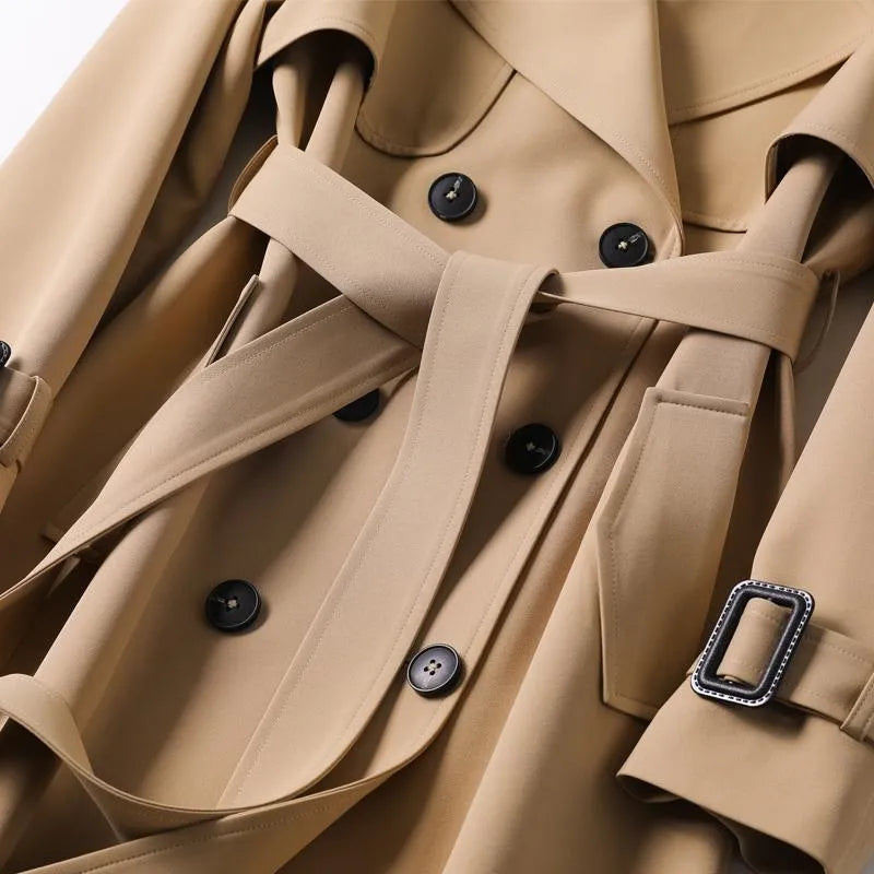 Trench Coat Long en Coton pour Femme