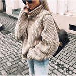 Pull en coton oversize à col roulé en grosse maille