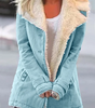 Veste Droite Style Militaire à Large Col en Fausse Fourrure Femme