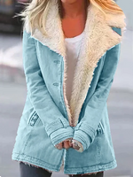 Veste Droite Style Militaire à Large Col en Fausse Fourrure Femme