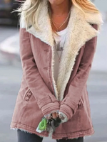 Veste Droite Style Militaire à Large Col en Fausse Fourrure Femme