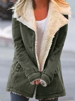 Veste Droite Style Militaire à Large Col en Fausse Fourrure Femme