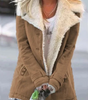 Veste Droite Style Militaire à Large Col en Fausse Fourrure Femme