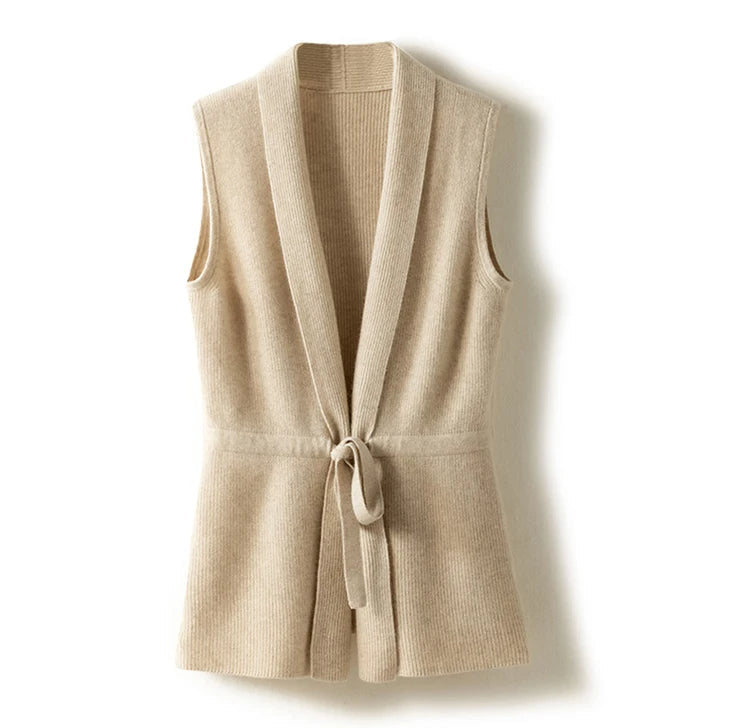 Gilet Sans Manches en Laine Mérinos pour Femmes