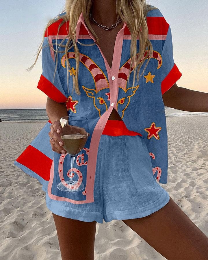 Ensemble Chemise et Short à Motifs pour Femmes - Emilia Lane