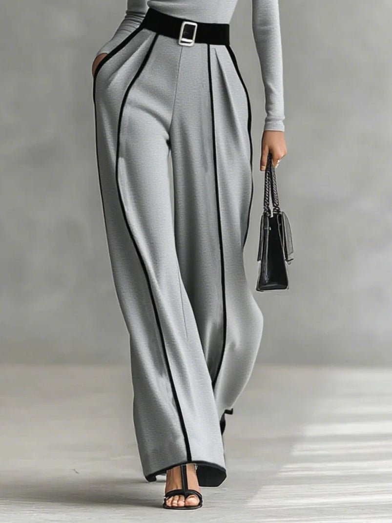 Ensemble pantalon à jambes larges et haut à col montant pour femmes - Emilia Lane