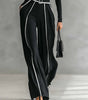 Ensemble pantalon à jambes larges et haut à col montant pour femmes - Emilia Lane