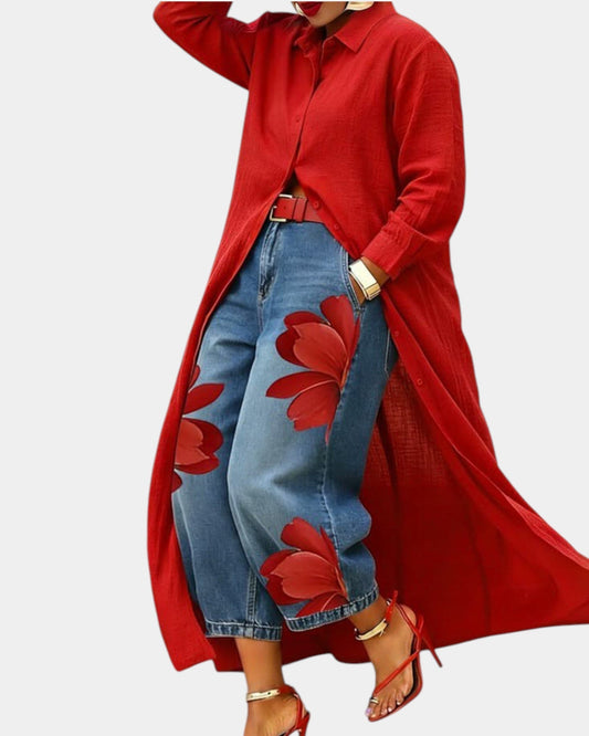 Ensemble Robe Chemise et Pantalon Large pour Femme | Idéal pour le Quotidien - Emilia Lane