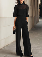 Ensemble Trois Pièces avec Blouse Transparente et Pantalon Large pour Femme | Idéal pour les Banquets - Emilia Lane