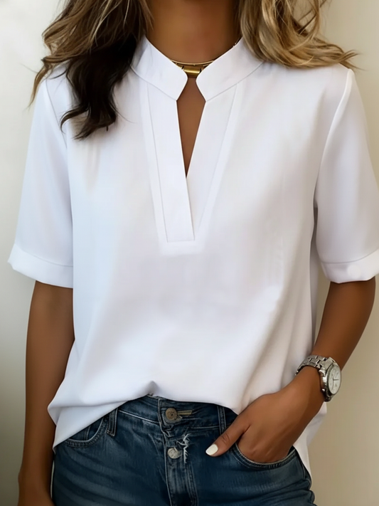 Blouse à Col en V et Détail Raffiné pour Femmes