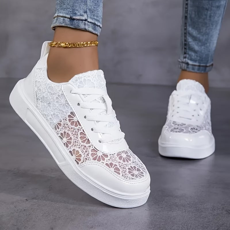 Baskets en Dentelle Florale et Lacets pour Femme