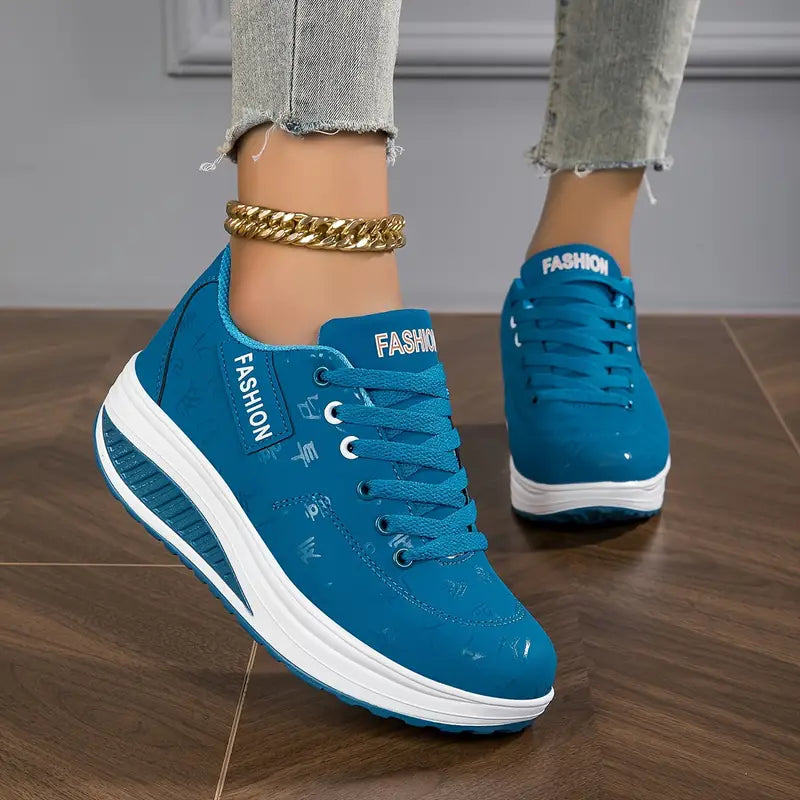 Chaussures Confort Compensées en Simili Cuir pour Femme
