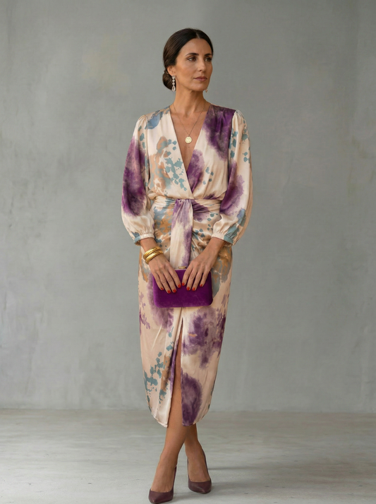 Robe Portefeuille Soyeuse avec Ceinture pour Femmes