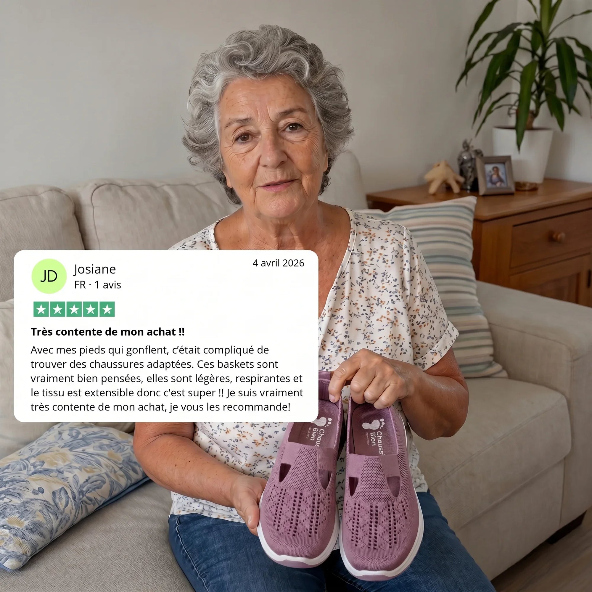 Basket Confortable et Légère Sans Lacets en Maille pour Femme