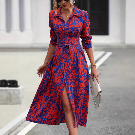 Robe mi-longue coupe évasée pour femmes
