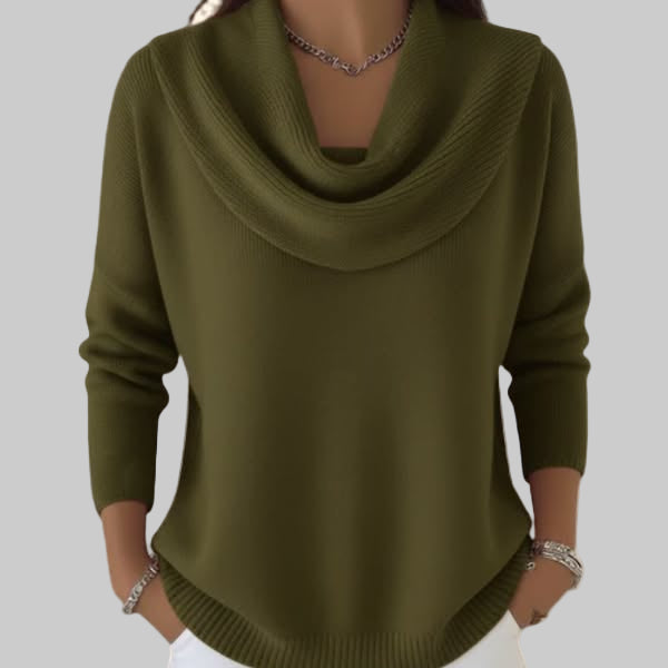 Pull Rouge en Maille Ample à Col Bénitier et Manches Longues